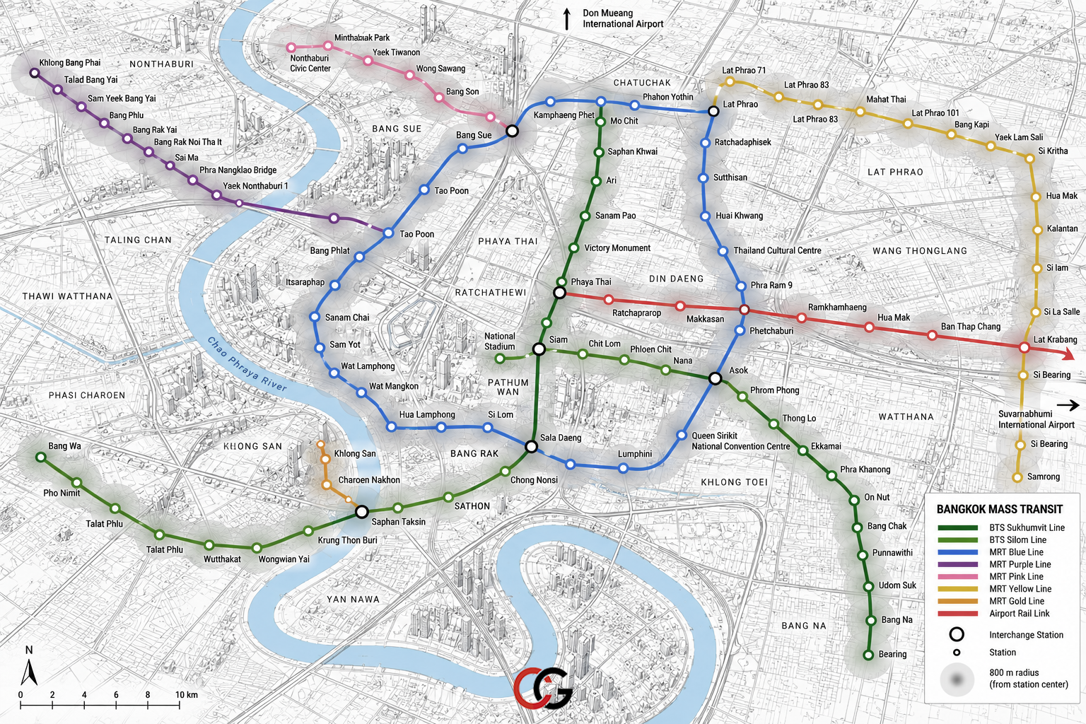 Illustrated Bangkok transit map