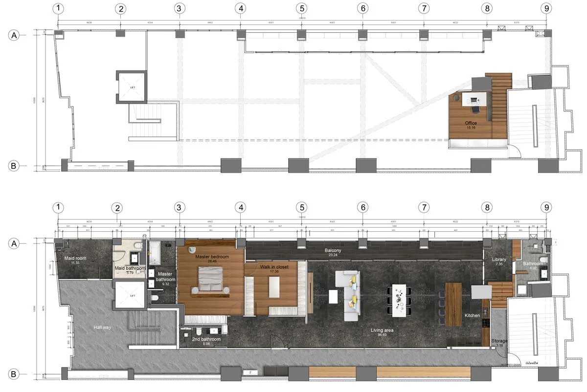 Chocolate Factory Loft floorplan and mezzanine plan