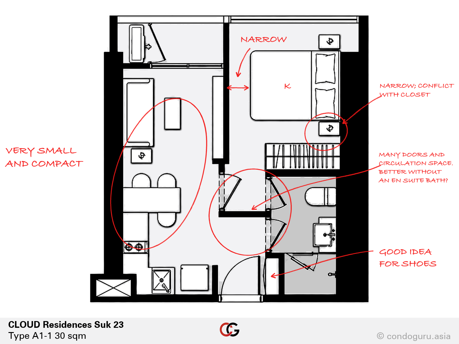 CLOUD Residences Suk 23 — Type A1-1 floorplan