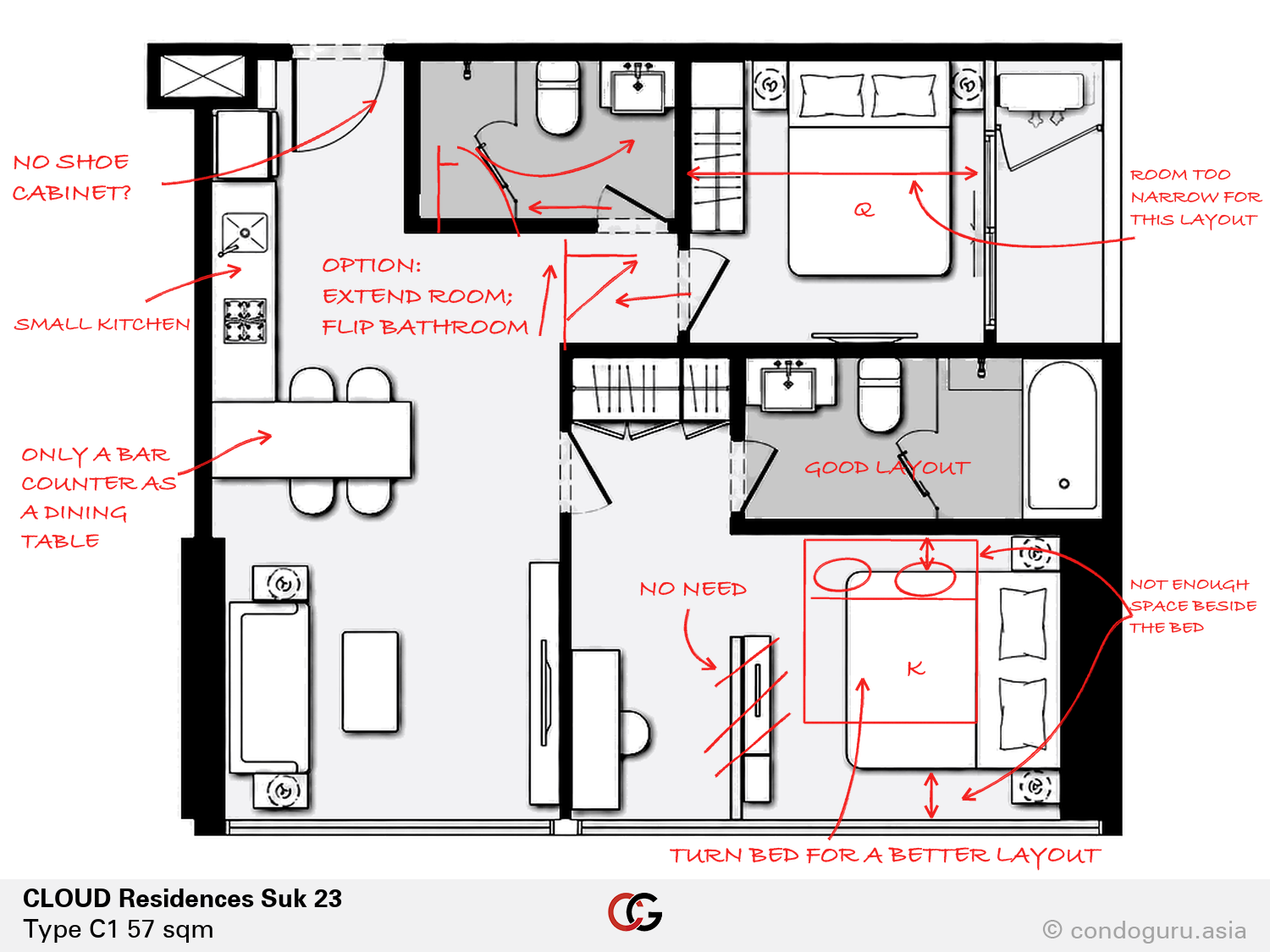 CLOUD Residences Suk 23 — Type C1 floorplan