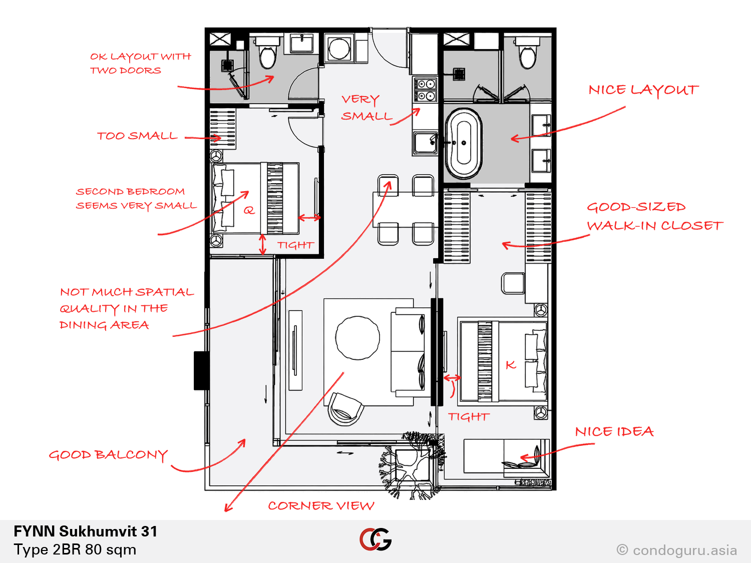 FYNN Sukhumvit 31 — Type 2BR floorplan
